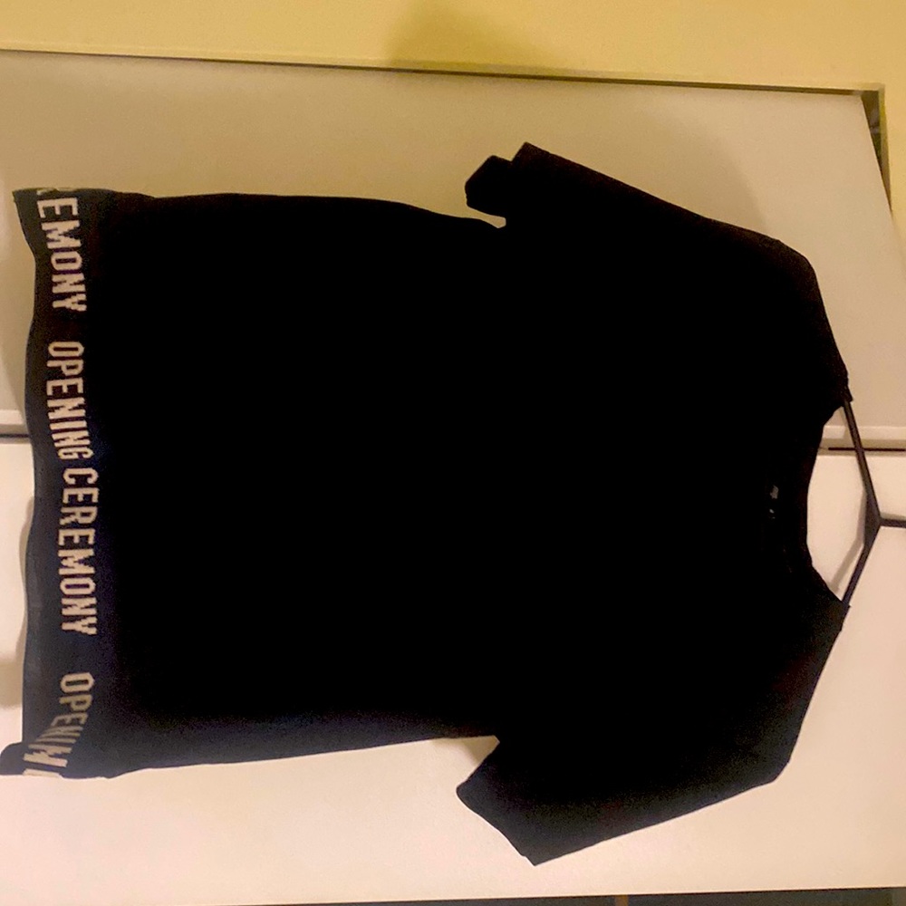 Opening ceremony black tee (branded elastic) , US M